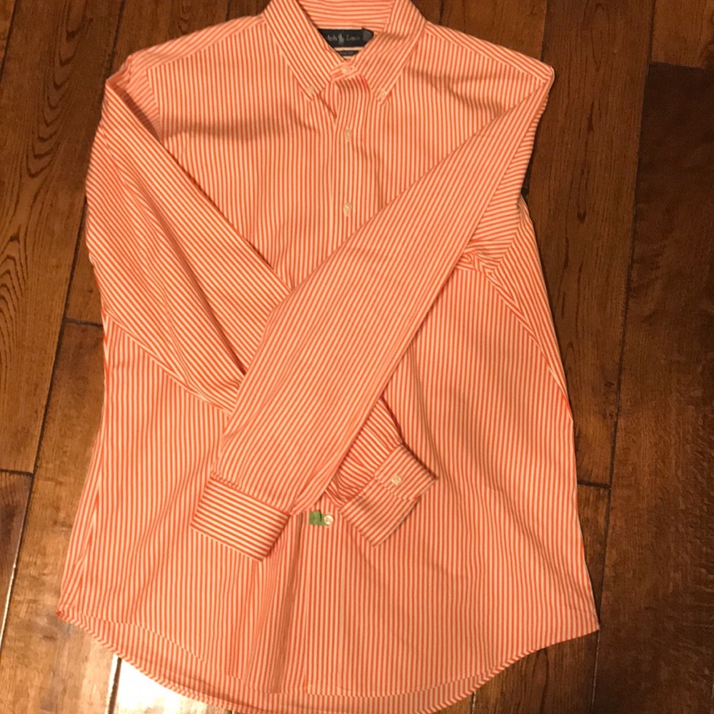 Orange and white polo dress shirt